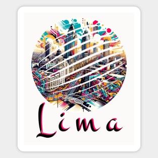 Lima Peru Artistic Watercolor Downtown Magnet